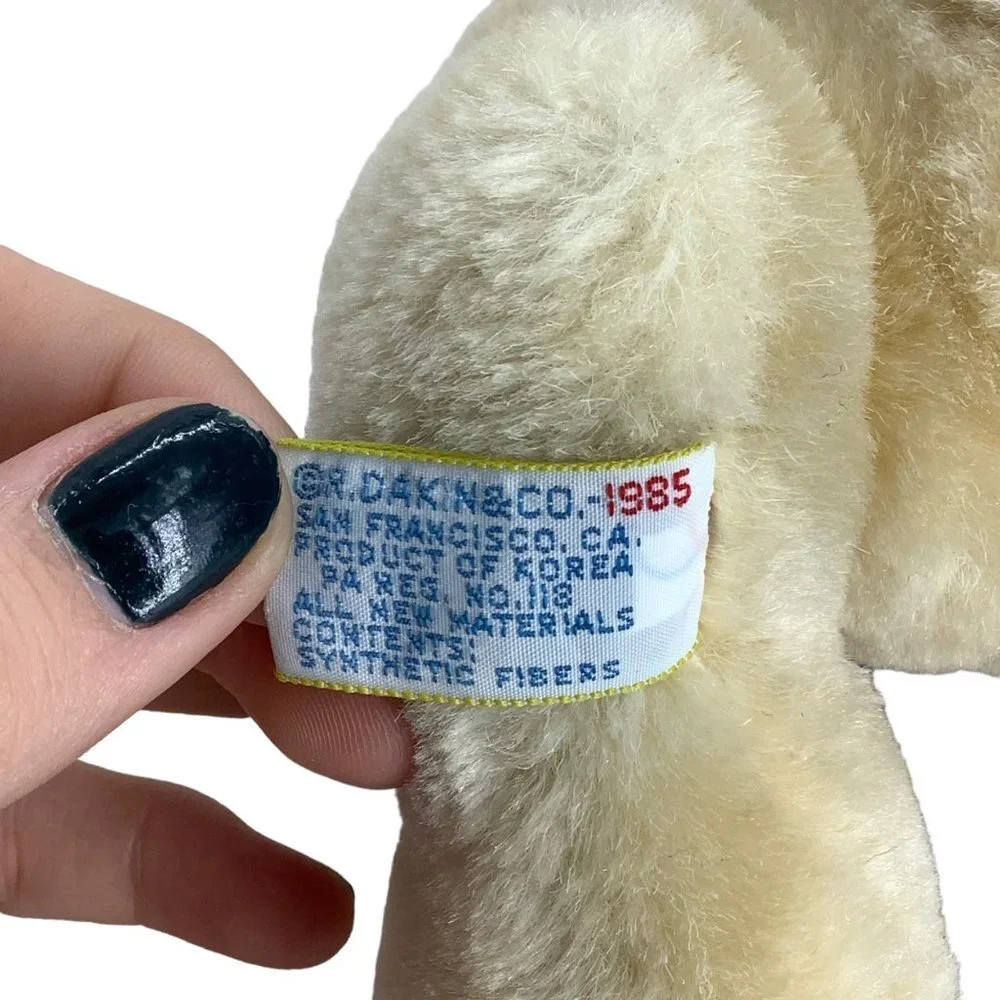 Vtg 1985 Dakin‎ Teddy Bear Plush Stuffed Animal Cream Jointed Plaid Accents 8